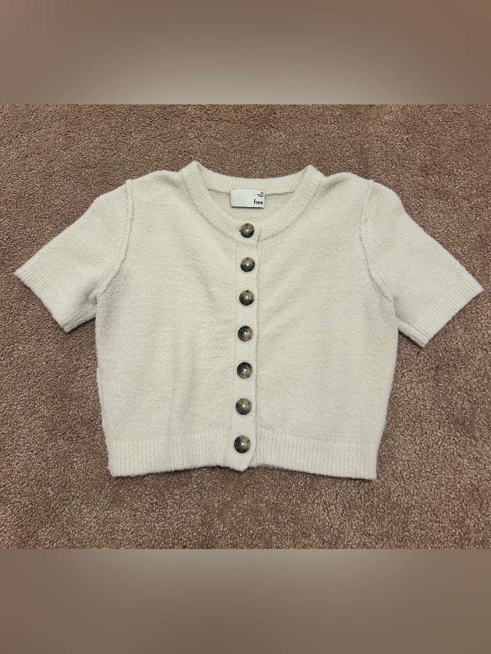 Aritzia Wilfred Free Cream Button-Front Knit Cardigan